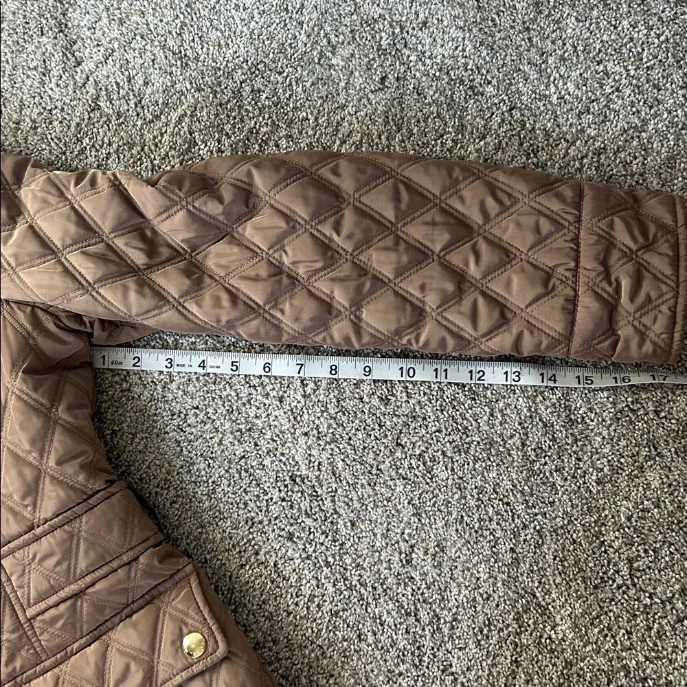 Michael Kors Light Brown Quilted Puffer Jacket Gold Accents Size M - Picture 14 of 14